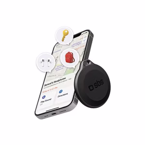 SBS Track My Circle vedenkestävä IP65-paikannin, yhteensopiva Apple Find My kanssa - musta