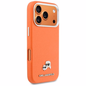 KARL LAGERFELD suojakuori iPhone 17 Pro:lle MagSafe-yhteensopiva KLHMP17L6PFKCLO (PU FW W/ K&C Head Pin) oranssi