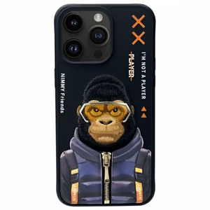 NIMMY Suojakuori COOL&CUTE 2.0 Monkey iPhone 15 Pro:lle - musta