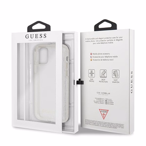 Guess GUHCN65PCGLSI iPhone 11 Pro Max hopea/hopea kova kotelo Glitter Glitter