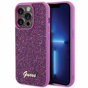 Guess Disco Metal Script Suojakuori iPhone 15 Pro:lle - vaaleanpunainen