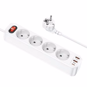 Laturi-jatkojohto Hoco NS1 (2xUSB; 1xUSB-C; 4xEU-pistoke; 3A 20W) valkoinen