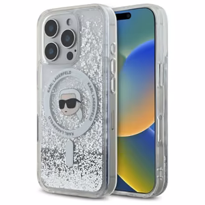 Karl Lagerfeld Liquid Glitter Karl Head Magsafe Case for iPhone 16 Pro - Clear