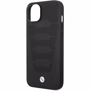 BMW BMHCP14S22RPSK musta nahkainen istuinkuvioinen suojakuori iPhone 14 6.1