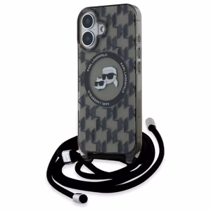 Karl Lagerfeld IML Crossbody Monogram Karl & Choupette Head MagSafe Suojakuori iPhone 16:lle - musta