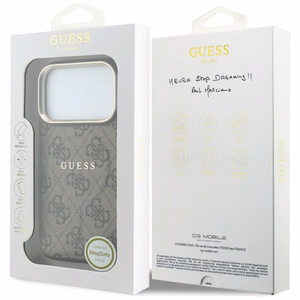 Guess Embossed 4G Classic MagSafe-suojakuori iPhone 17 Pro Max / 18 Pro Max -malleille, ruskea