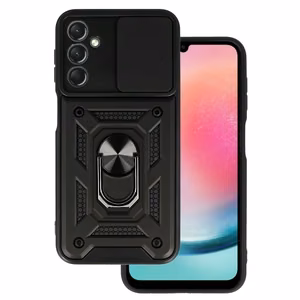 Slide Camera Armor Suojakuori Samsung Galaxy A24 4G:lle musta