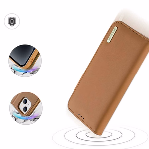 Dux Ducis Hivo -lompakkokotelo RFID-suojalla iPhone 15 Plus - ruskea