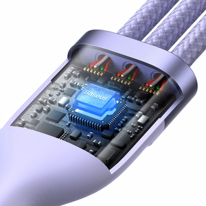Baseus Cable Flash Series II 3 in 1 - USB to Type C, Lightning, Micro USB - 100W 6A 1,2 metres (CASS030005) purple