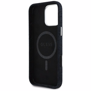 Guess Denim Triangle Logo MagSafe Suojakuori iPhone 16 Pro:lle - musta