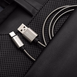 Kaapeli USB A - USB C Forcell F-Energy QC4.0 3A 66W Metal 2 m C234 hopeinen