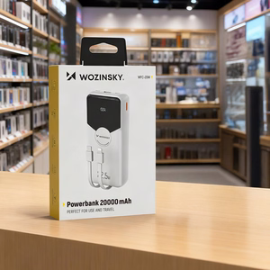 Wozinsky WFC-15W 20000mAh 22.5W PD20W varavirtalähde sisäänrakennetuilla Lightning- ja USB-C-kaapeleilla - valkoinen