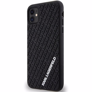 Karl Lagerfeld KLHCN613DMKRLK iPhone 11 / Xr 6.1 musta/musta kovakuori 3D Rubber Multi Logo