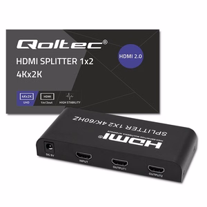 Qoltec 51797 Aktiivinen HDMI-Jakolaite 2x HDMI 4K 6Gb/s 60Hz