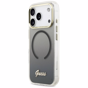 Guess IML Gradient Script Metal MagSafe Suojakuori iPhone 17 Pro Max:lle - Musta
