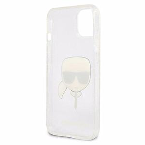 Karl Lagerfeld Glitter Karl's Head kotelo iPhone 13 mini - hopea