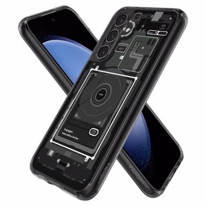 Spigen Ultra Hybrid Suojakuori Samsung Galaxy S23 FE:lle - Dark Gray (Zero One Pattern)