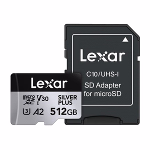 Lexar High-Performance Silver Plus microSDXC -muistikortti 512 GB + sovitin