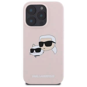 Karl Lagerfeld Silikoninen Nauble Heads Print MagSafe Suojakuori iPhone 16 Pro:lle - Vaaleanpunainen