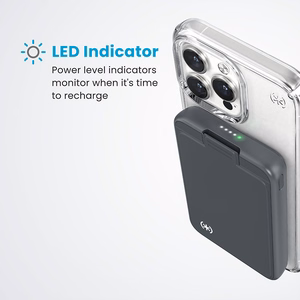 Speck StandyBank + ClickLock 5 000 mAh:n magneettinen varavirtalähde jalustalla, jopa 15 W:n langaton lataus, MagSafe-yhteensopiva, musta