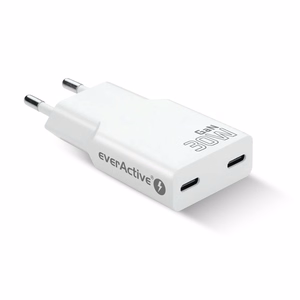 Laturi 2 x USB-C Quick Charge 4+ 30 W SUPER SLIM, valkoinen