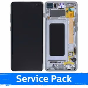 LCD Display Compatible With Samsung G975 S10 Plus with Frame Prism White (Service Pack)