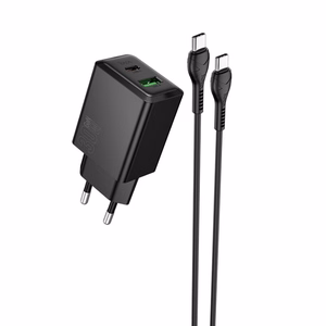 Charger Hoco N71 30W GaN USB-C/USB-A + USB-C to USB-C cable 1.0m black