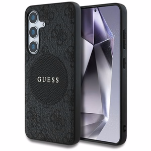 Guess HC MagSafe PU 4G Circle Classic Logo Suojakuori Samsung Galaxy S25:lle musta
