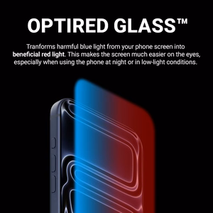 Crong OptiRed Glass tempered-glass screen protector with blue-light filter for iPhone 17 Pro Max