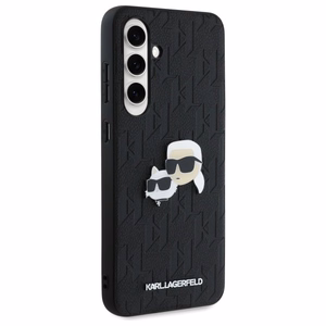 Karl Lagerfeld KLHCS24FEPGKLKCPK Samsung S24 FE S721 musta/musta kovakuori Monogram Karl&Chaoupette Head Pin