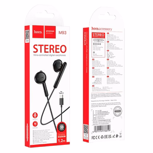Hoco M93 langalliset nappikuulokkeet USB-C - musta