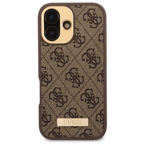Guess 4G Logo Plate MagSafe iPhone 16 Suojakuori - Ruskea