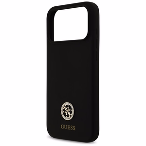 Guess Silicone Logo Strass 4G MagSafe Suojakuori iPhone 17 Pro Max:lle - Musta