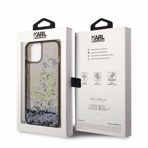 Karl Lagerfeld Liquid Glitter RSG suojakuori iPhone 14 Plus:lle - musta