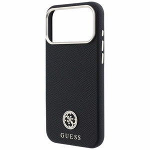 Guess Grained Round Strass Logo MagSafe -suojakuori iPhone 18 Pro Max / 17 Pro Max – musta