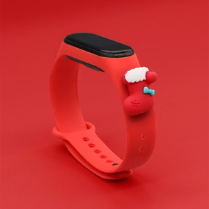Hihna Xmas Xiaomi Mi Band 3 / 4 joulu Silikoni hihna rannekoru sukka - punainen