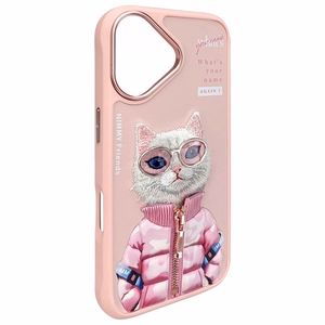 NIMMY Suojakuori COOL&CUTE 2.0 Kissa iPhone 16:lle vaaleanpunainen