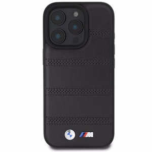 BMW M Perforated And Stitched Line MagSafe Suojakuori iPhone 16 Pro:lle - musta