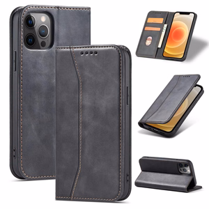 Magneetti Fancy Kotelo Kotelo iPhone 12 Pro Max pussi lompakko kortinhaltija Musta