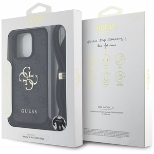 Guess suojakuori iPhone 16 Pro:lle GUHCP16LP4GMGCRK (CBDY PU 4G Big Logo W/Cord Strap) - musta