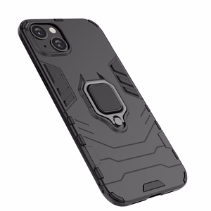 Ring Armor tapauksessa iPhone 14 panssaroitu kansi magneettinen haltija rengas musta