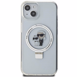 Karl Lagerfeld KLHMP15SHMRSKCH iPhone 15 / 14 / 13 6.1 valkoinen/valkoinen kovakuori Ring Stand Karl&Choupette MagSafe