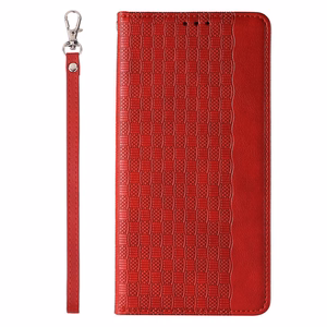 Magnet Strap Suojakuori Samsung Galaxy S23+:lle lompakkokotelo minihihna jalusta punainen