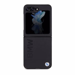 BMW nahkainen Hot Stamp -suojakuori Samsung Galaxy Z Flip 5:lle - musta