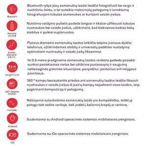 SEEK TOTI selfie-tikku piilotetulla jalustalla Q12, musta