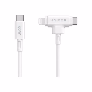 Hyper HyperJuice -hybridi-USB-C–USB-C- ja Lightning-silikonikaapeli, 60 W
