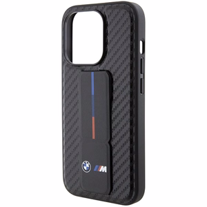 BMW Grip Stand Smooth & Carbon Suojakuori iPhone 15 Pro:lle - musta