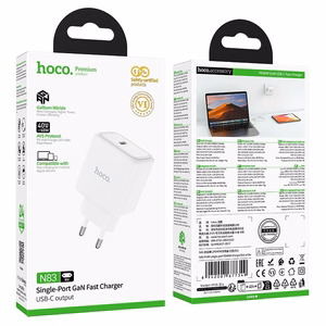 Puhelimen GaN-laturi Hoco USB C PD AVS 40W max 60W N83 valkoinen