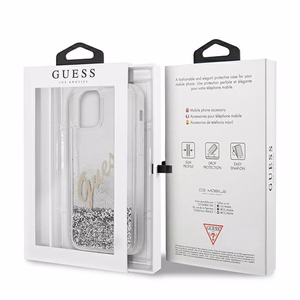 Guess GUHCP12LGLVSSI iPhone 12 Pro Max 6.7" hopea/hopea kovakotelo Glitter Vintage Script