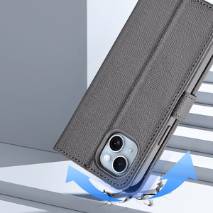 Dux Ducis Lawa Nahkainen Suojakuori iPhone 15:lle - harmaa